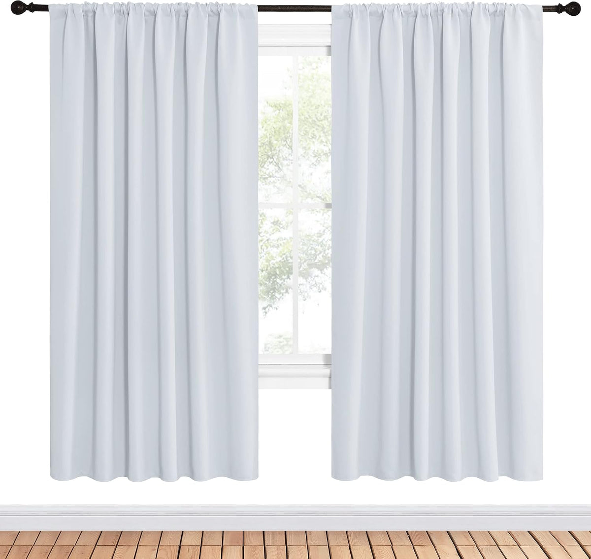 72"L x 62"W polyester curtains in Greyish White, alternate view 2