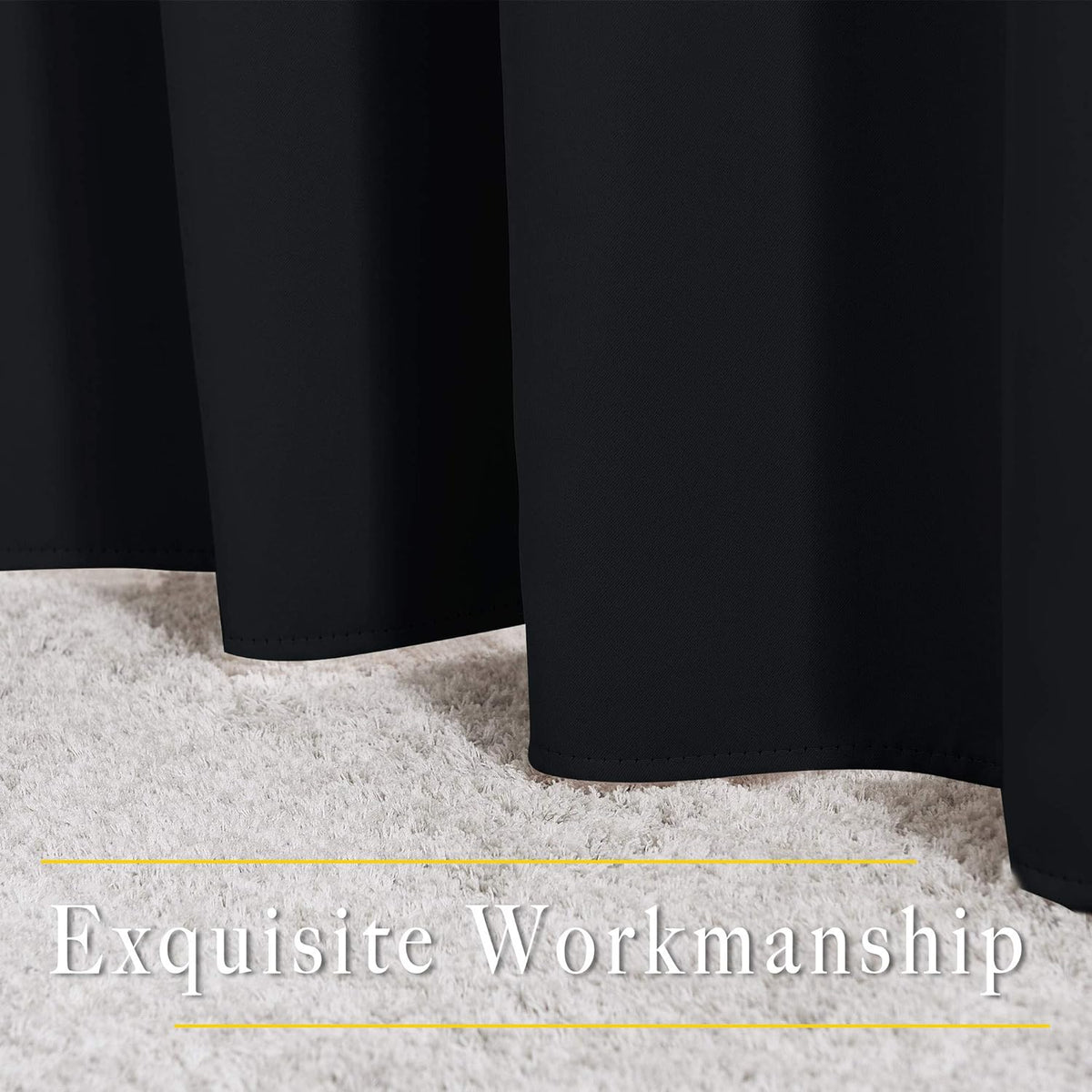 72"L x 66"W fabric curtains in Black, alternate view 6