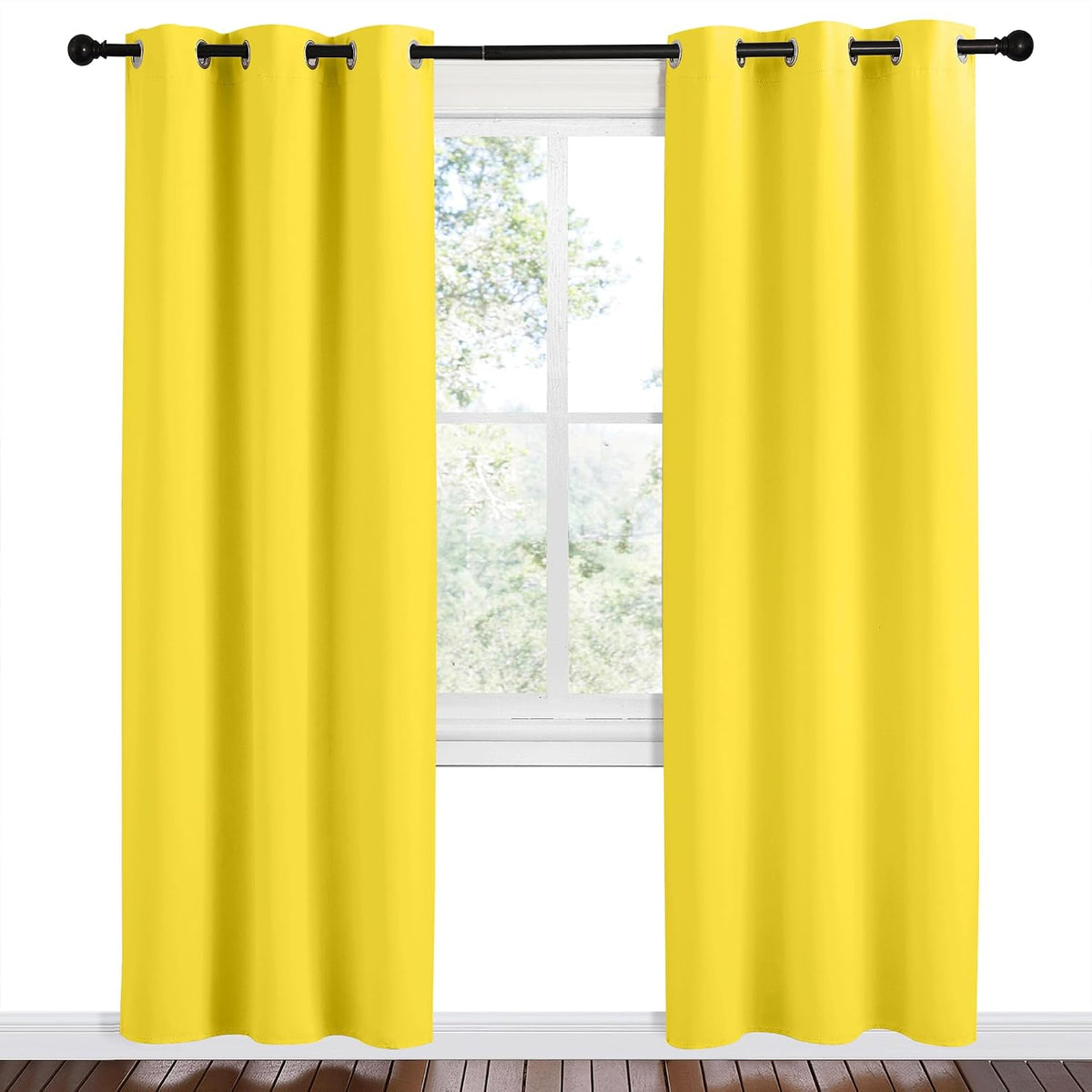 78"L x 42"W polyester curtains in Bright Yellow, alternate view 2
