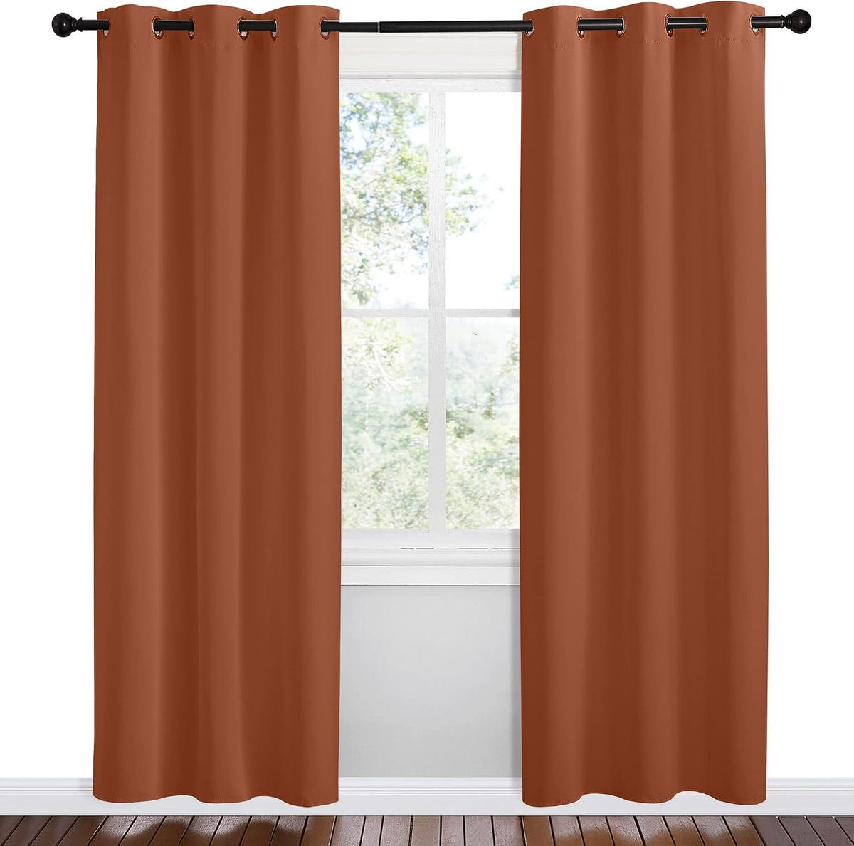 78"L x 42"W polyester curtains in Burnt Orange, alternate view 2
