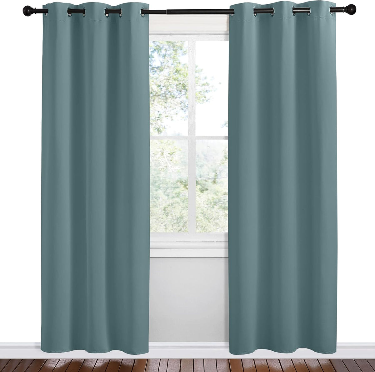 78"L x 42"W polyester curtains in Greyish Blue, alternate view 2