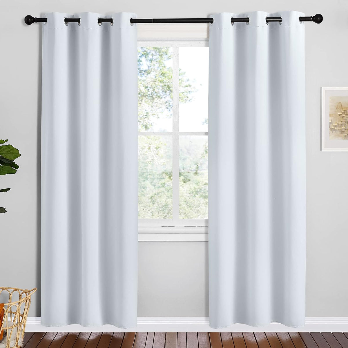 78"L x 42"W polyester curtains in Greyish White
