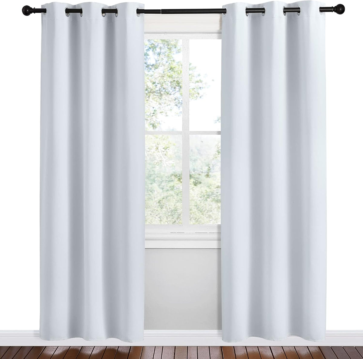 78"L x 42"W polyester curtains in Greyish White, alternate view 2