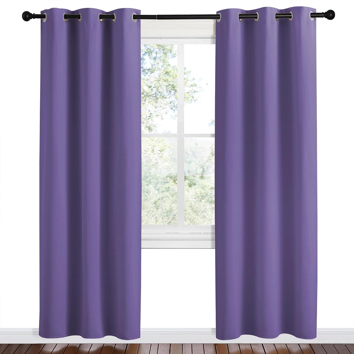 78"L x 42"W polyester curtains in Lilac Purple, alternate view 2