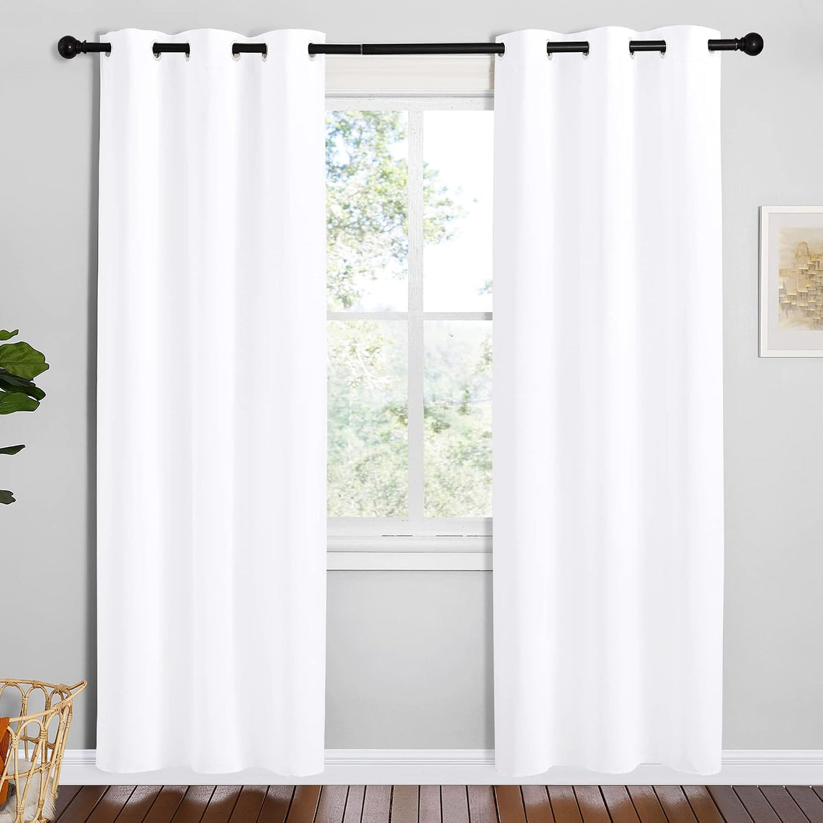 78"L x 42"W polyester curtains in Pure White