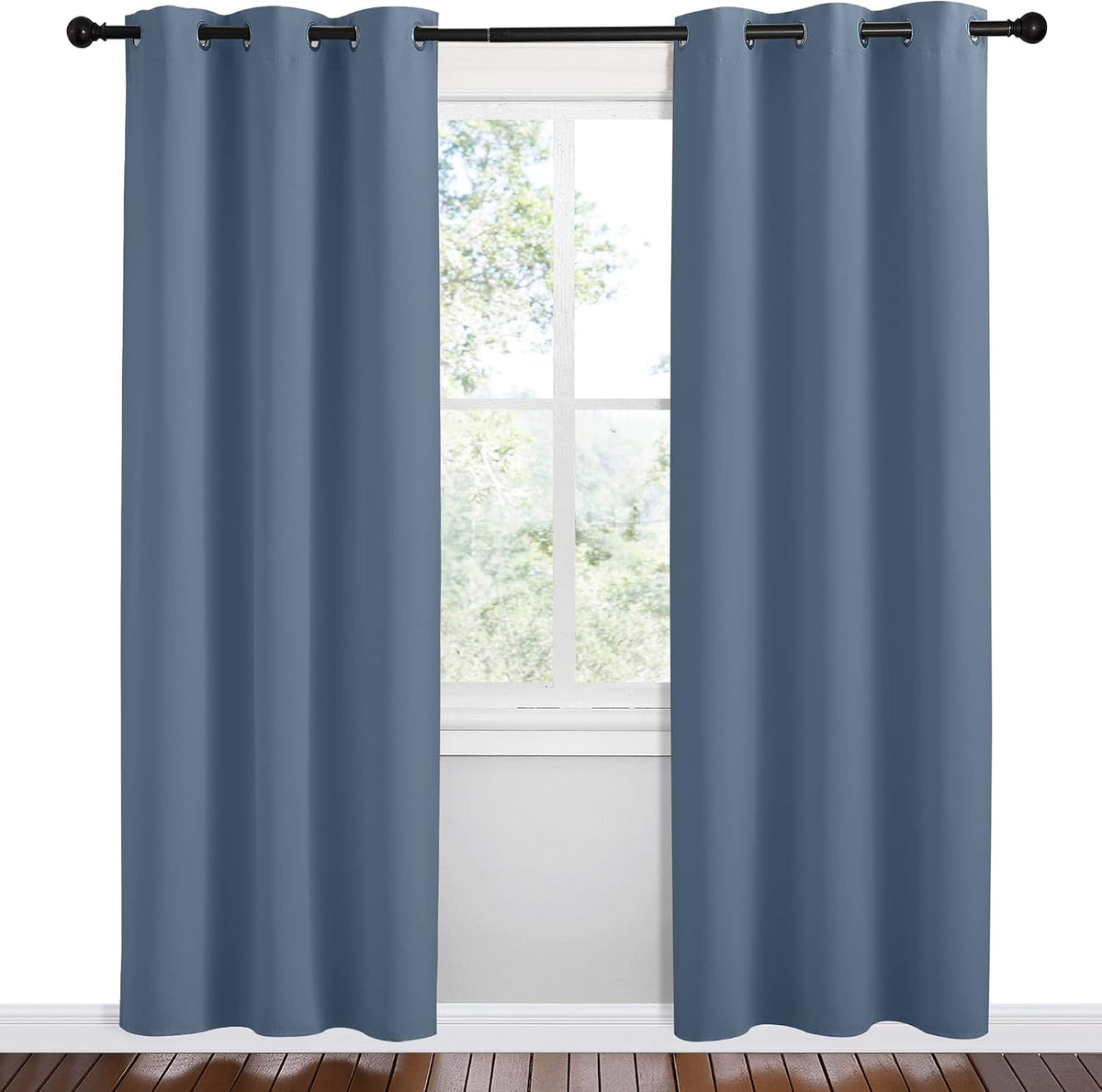 78"L x 42"W polyester curtains in Stone Blue, alternate view 2