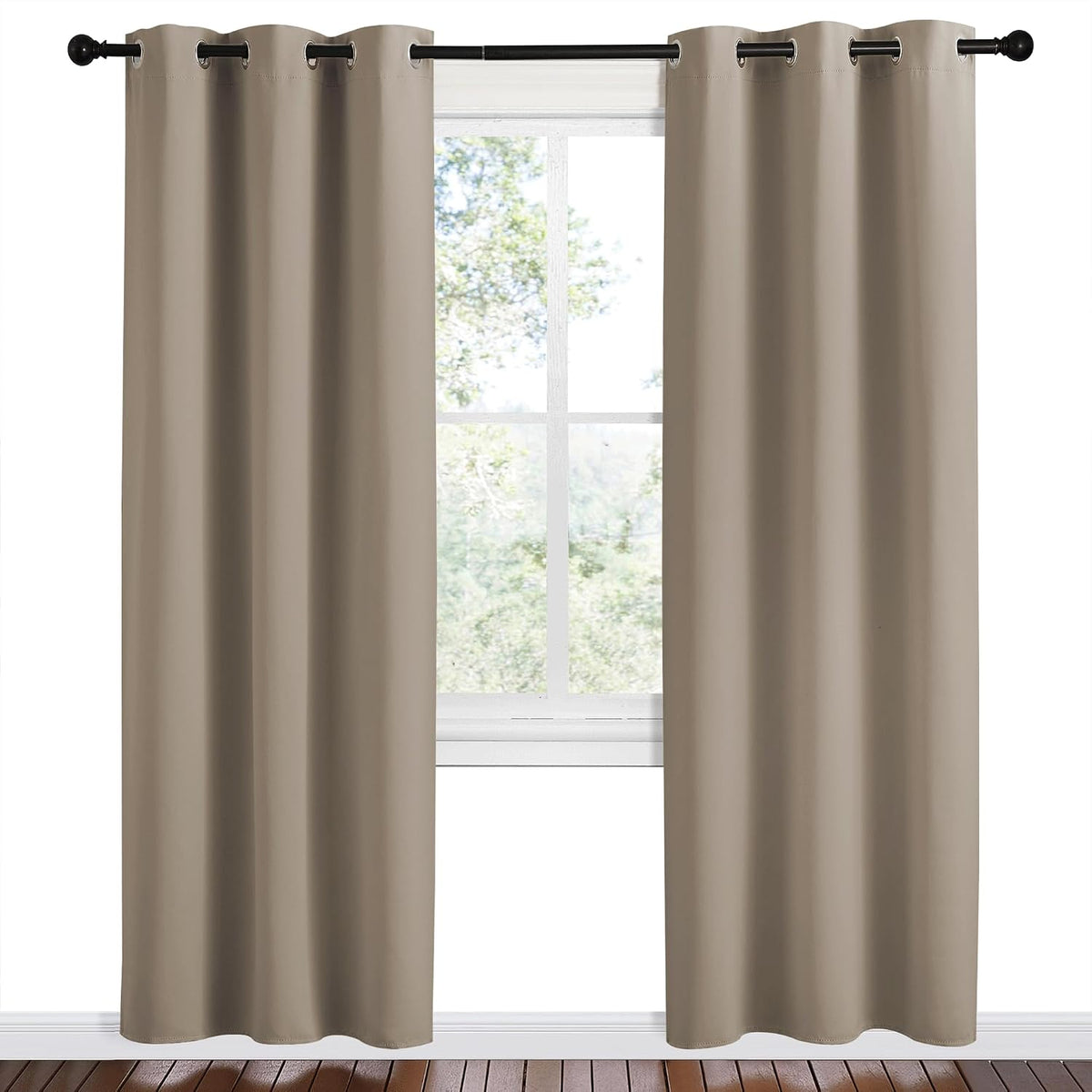 78"L x 42"W polyester curtains in Taupe, alternate view 2