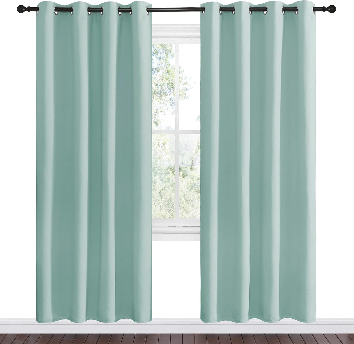 78"L x 55"W polyester curtains in Aqua, alternate view 2