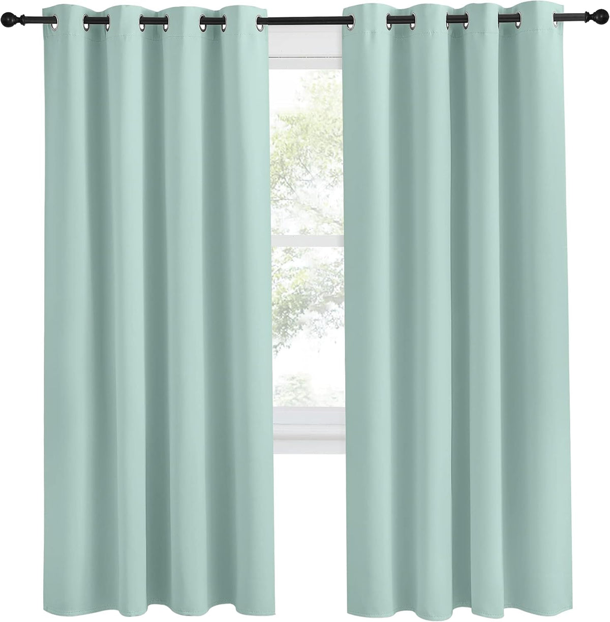 78"L x 55"W polyester curtains in Aqua, alternate view 2
