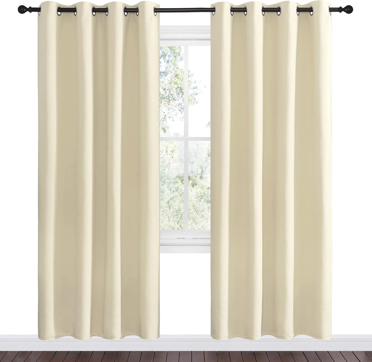 78"L x 55"W polyester curtains in Beige, alternate view 2