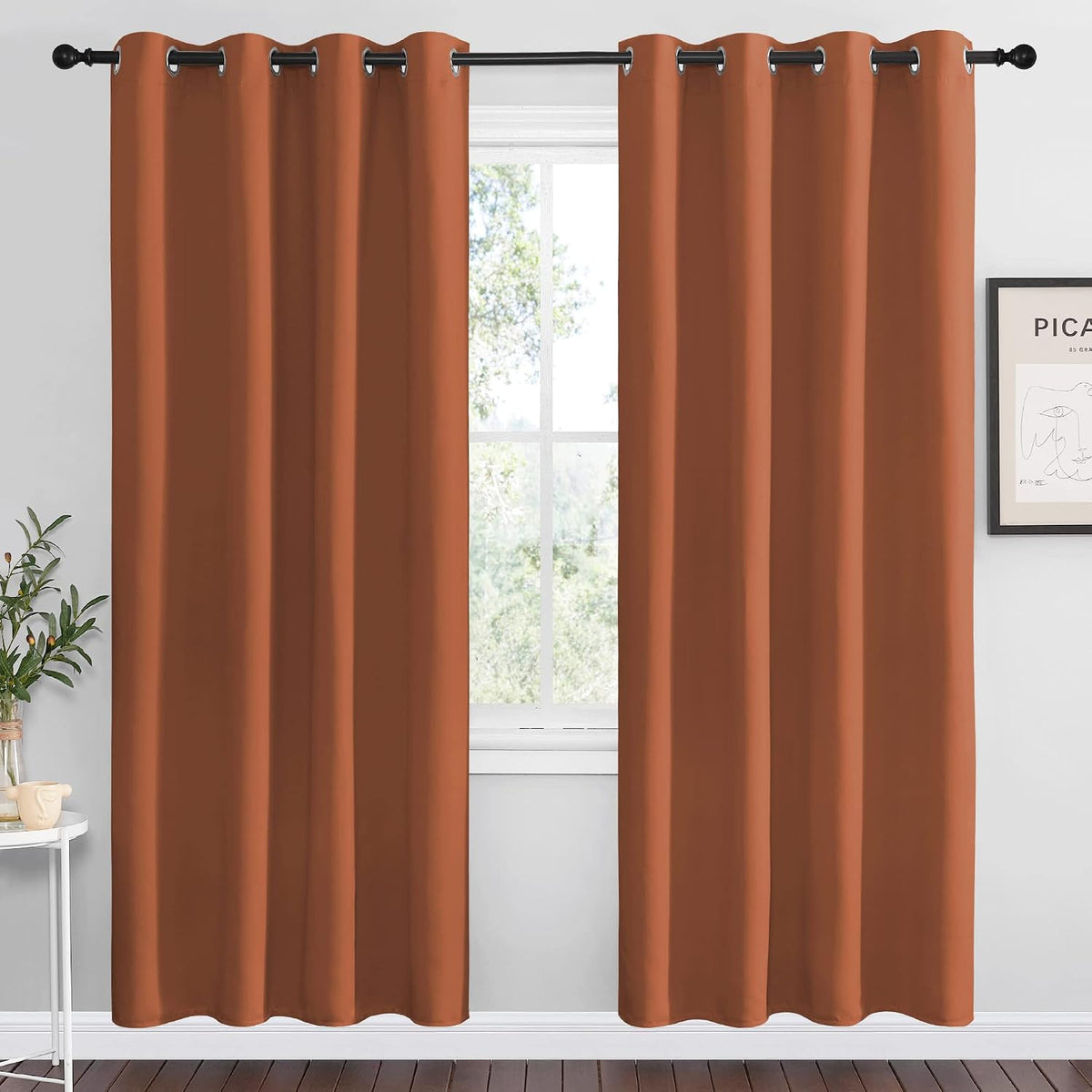78"L x 55"W polyester curtains in Burnt Orange