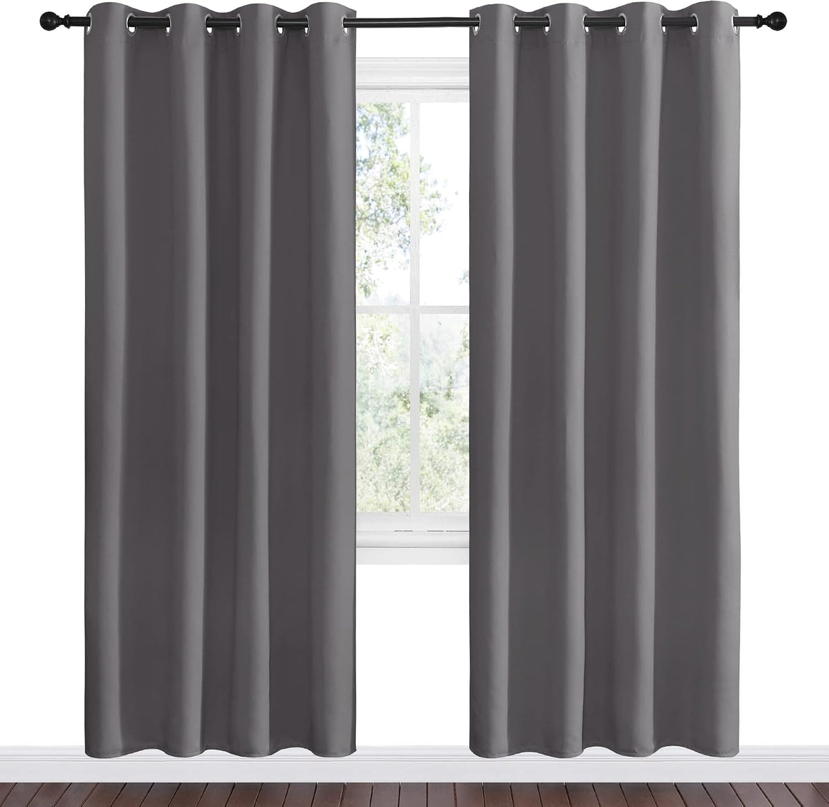 78"L x 55"W polyester curtains in Grey, alternate view 2