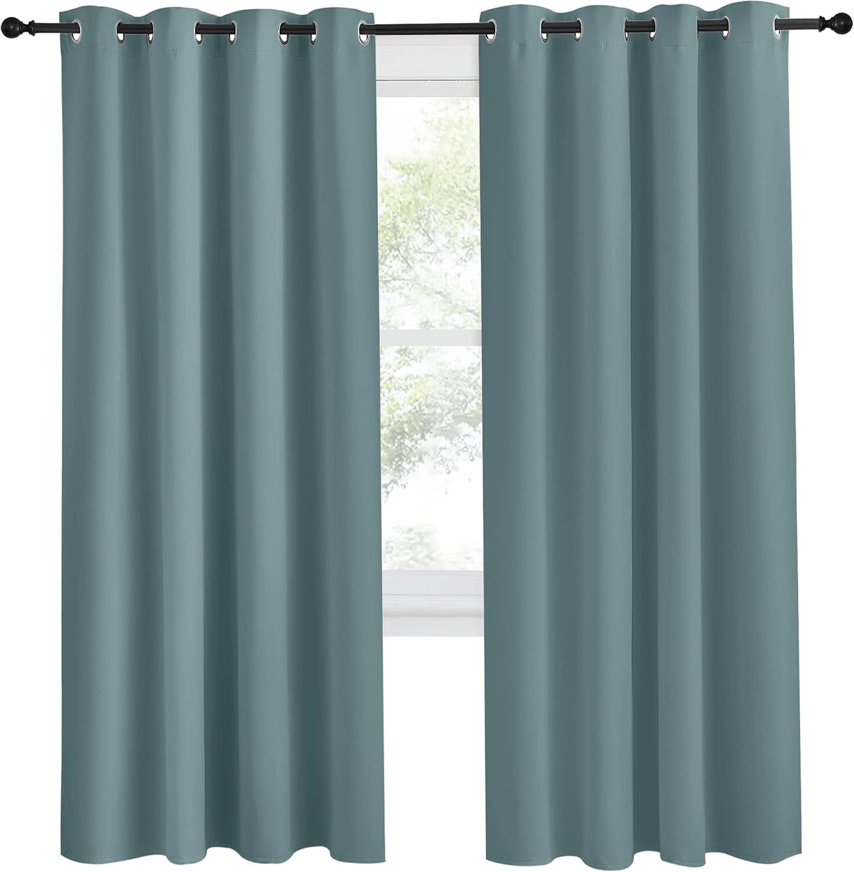 78"L x 55"W polyester curtains in Greyish Blue, alternate view 2