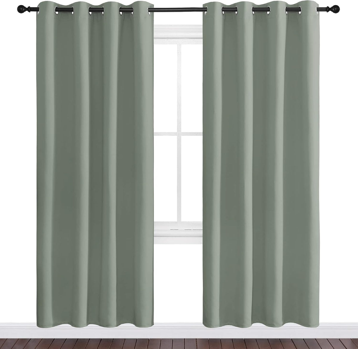 78"L x 55"W polyester curtains in Greyish Green, alternate view 2