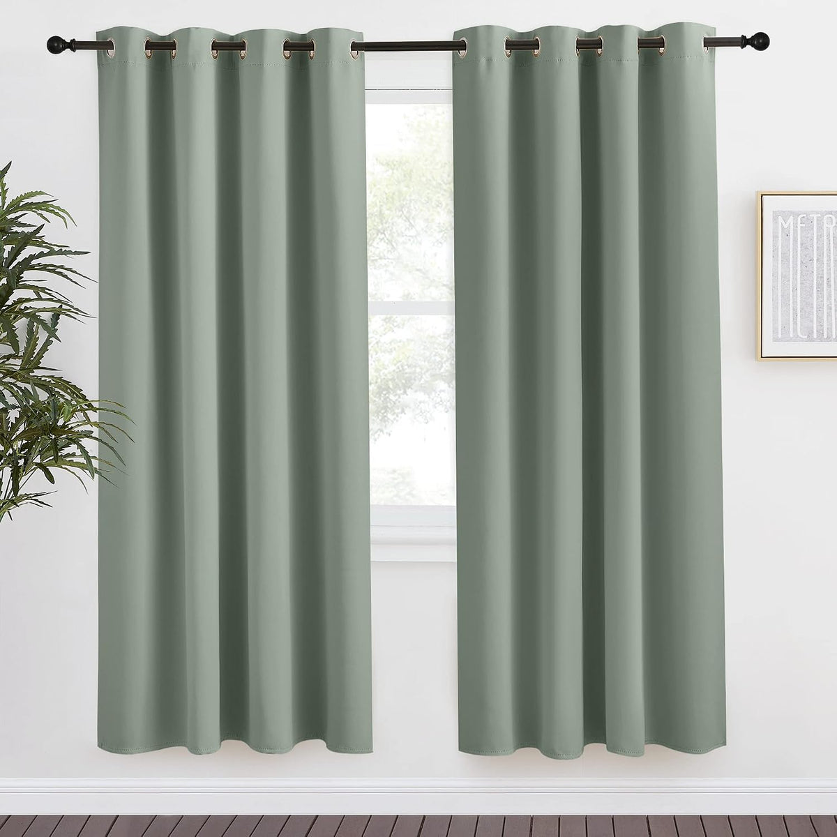 78"L x 55"W polyester curtains in Greyish Green