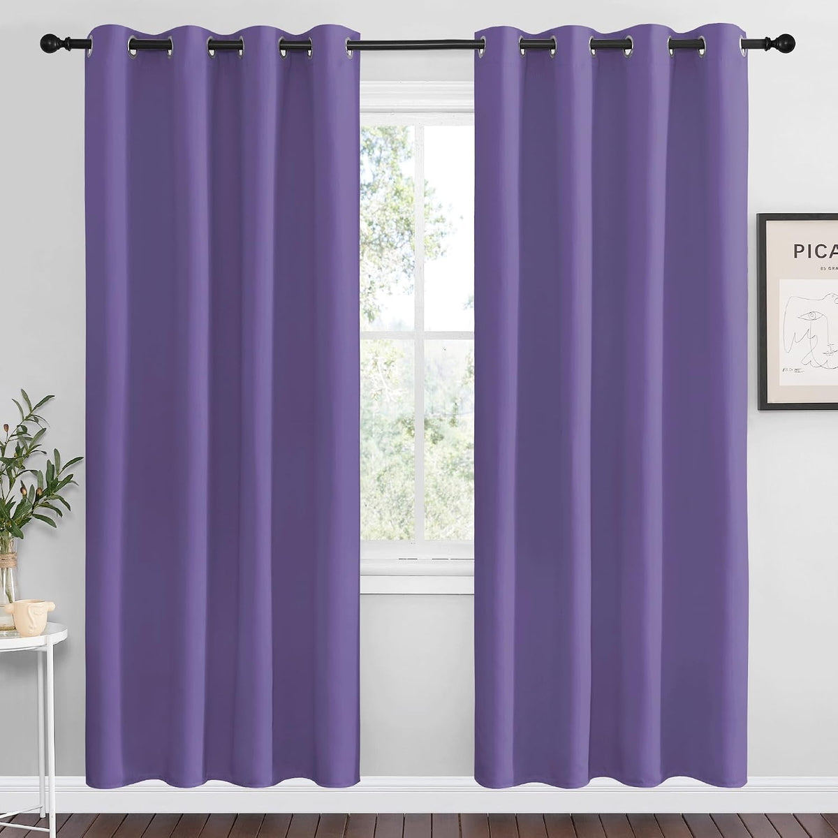 78"L x 55"W polyester curtains in Lilac Purple
