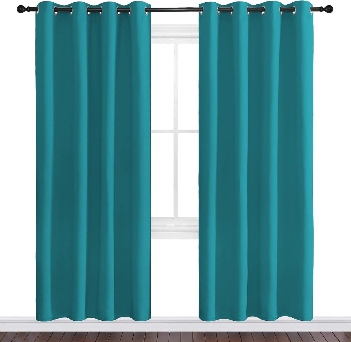 78"L x 55"W polyester curtains in Peacock Teal, alternate view 2