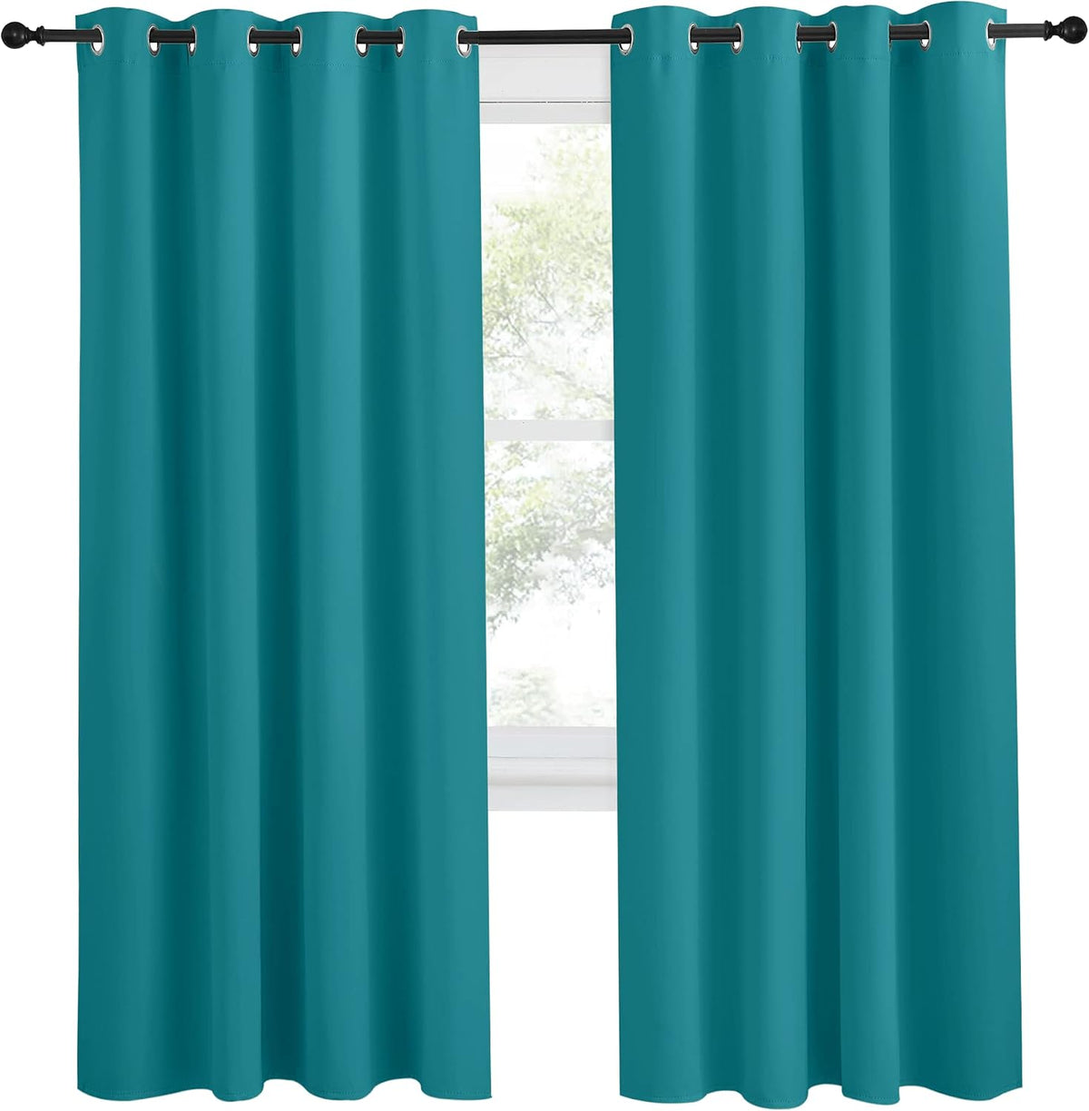 78"L x 55"W polyester curtains in Peacock Teal, alternate view 2