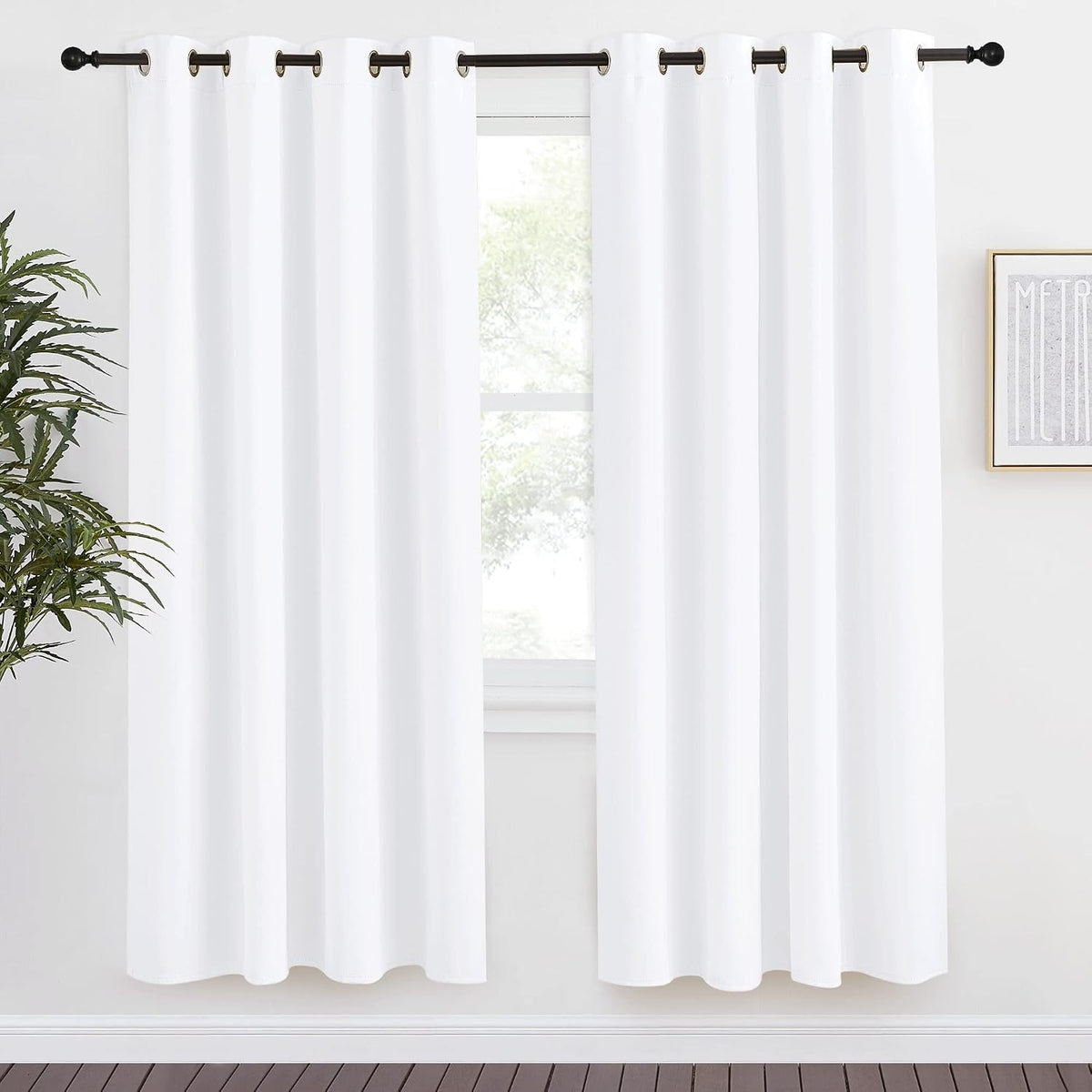 78"L x 55"W polyester curtains in Pure White