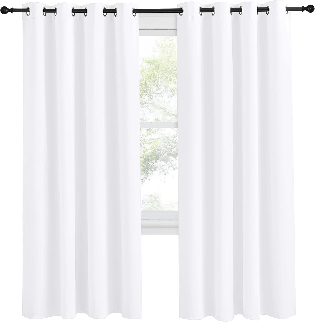 78"L x 55"W polyester curtains in Pure White, alternate view 2