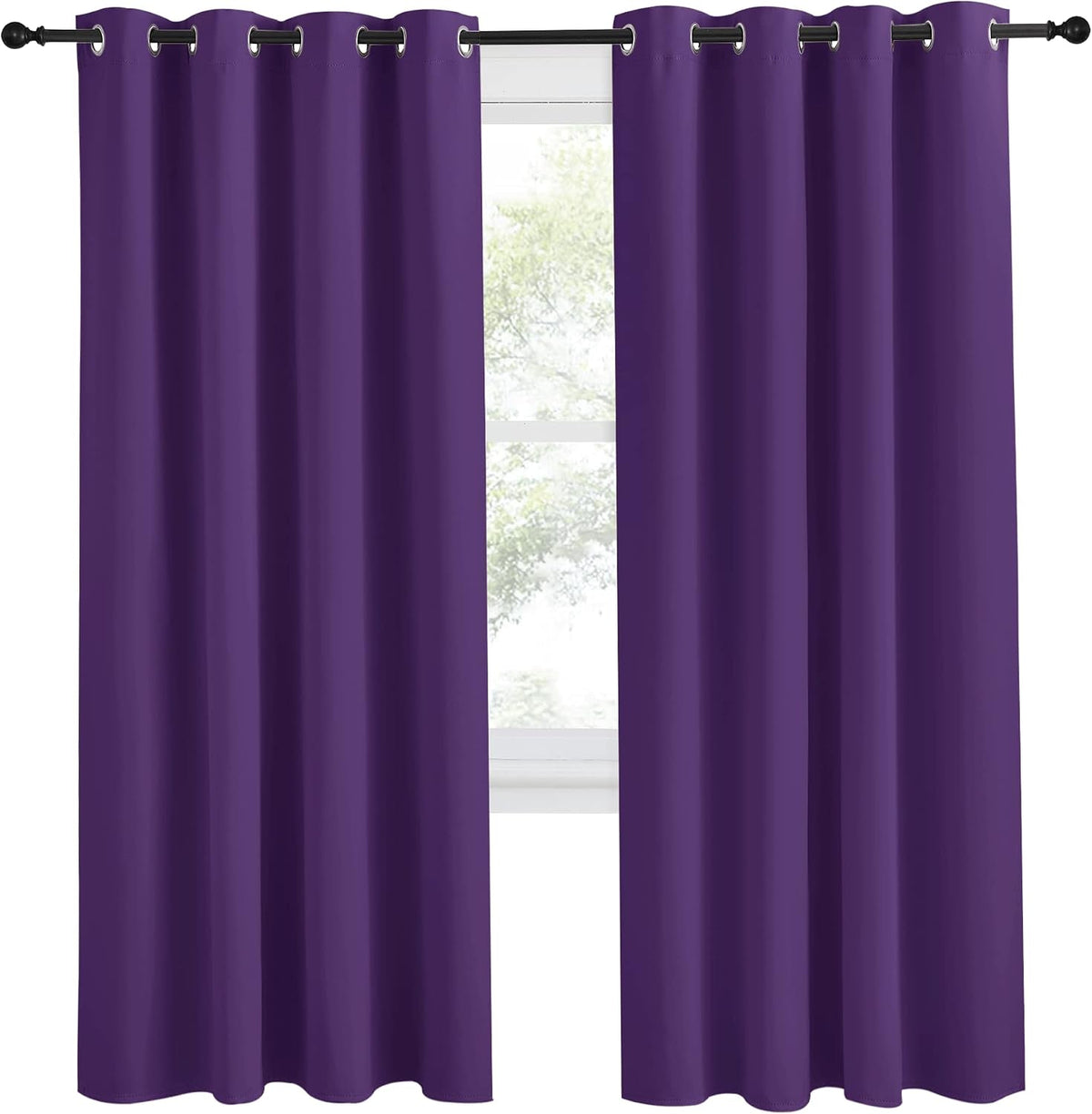 78"L x 55"W polyester curtains in Royal Purple, alternate view 2