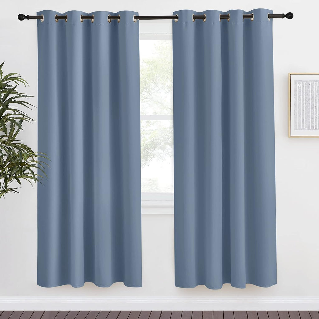 78"L x 55"W polyester curtains in Stone Blue