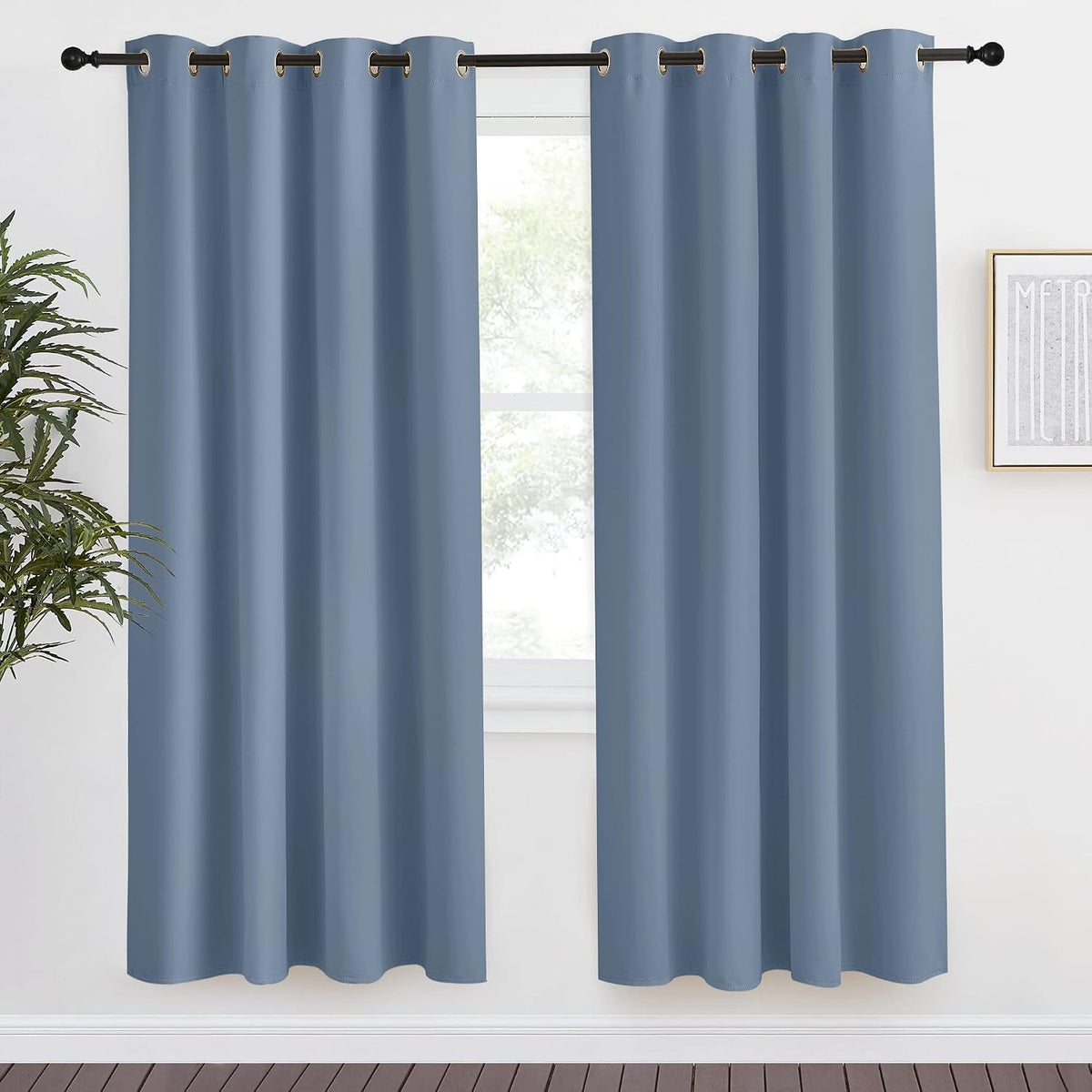 78"L x 55"W polyester curtains in Stone Blue