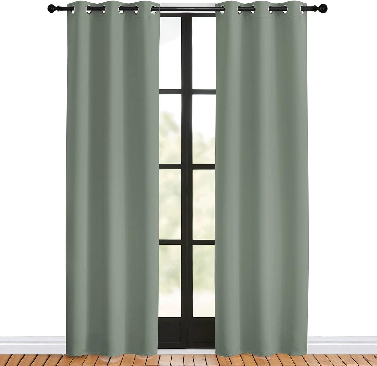80"L x 34"W polyester curtains in Greyish Green, alternate view 2