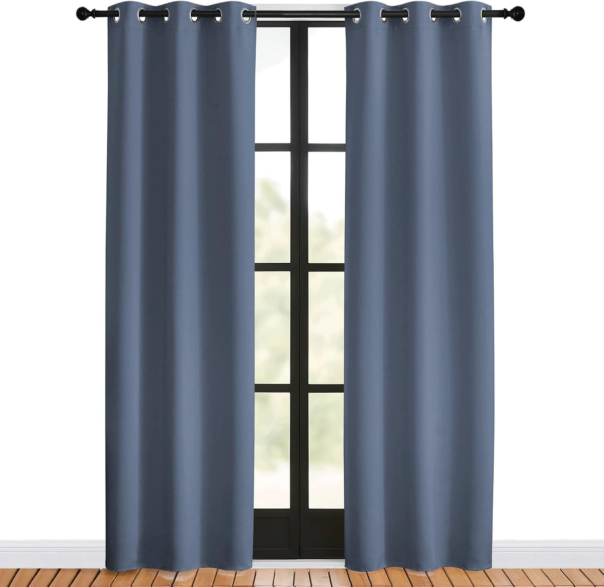 80"L x 34"W polyester curtains in Stone Blue, alternate view 2