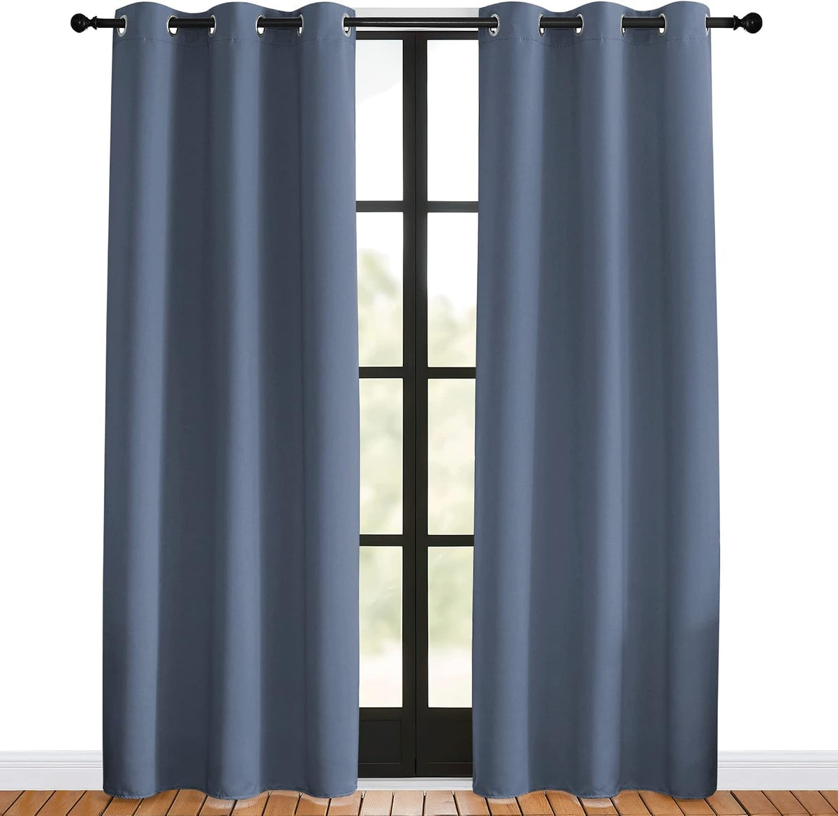 80"L x 42"W polyester curtains in Stone Blue, alternate view 2