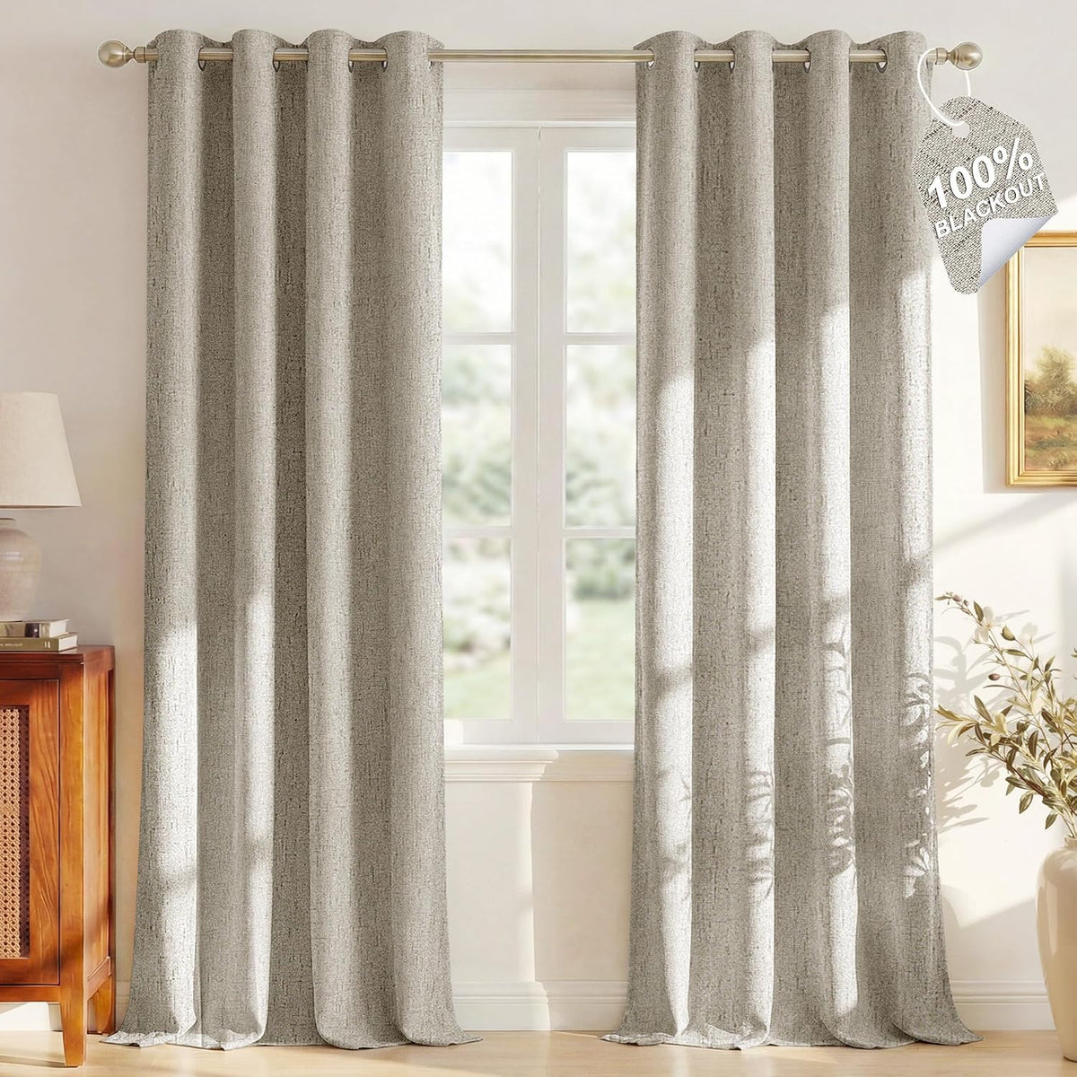 80"L x 52"W curtains in Beige