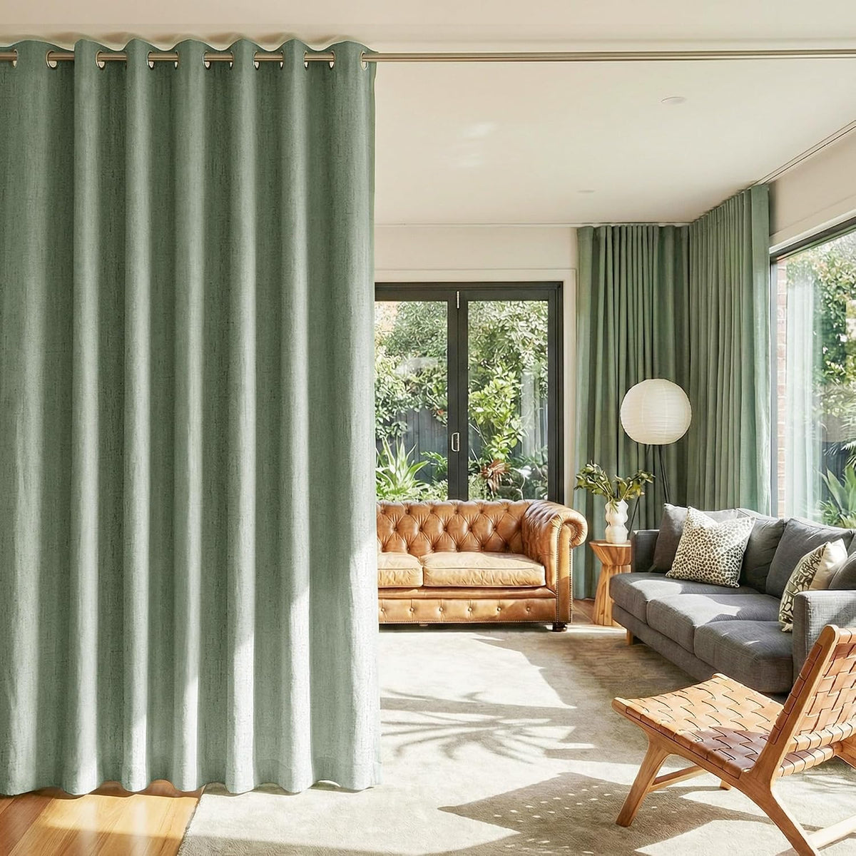 84"L x 100"W curtains in Sage Green, alternate view 2