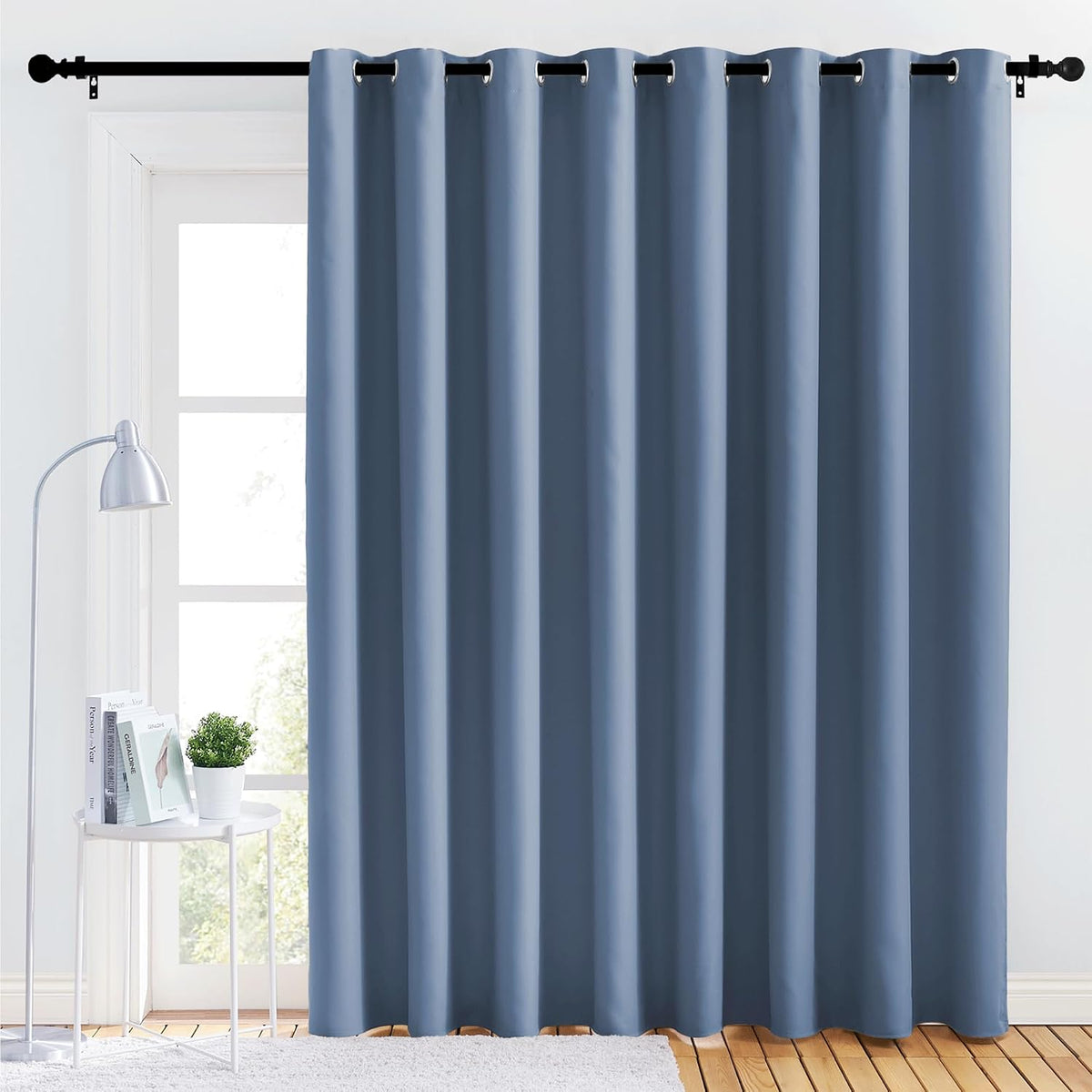 84"L x 120"W polyester curtains in Stone Blue