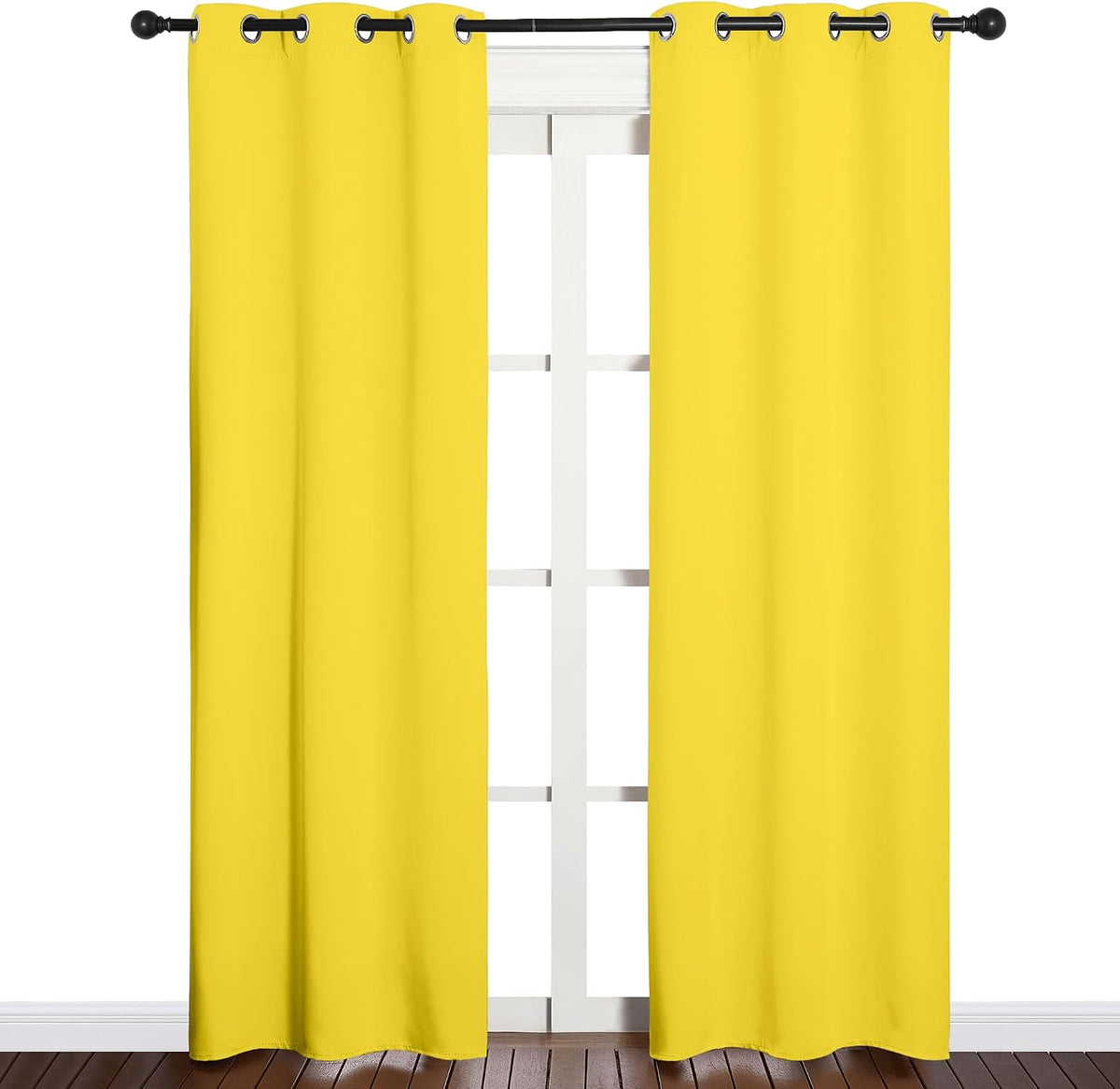 84"L x 34"W polyester curtains in Bright Yellow, alternate view 2