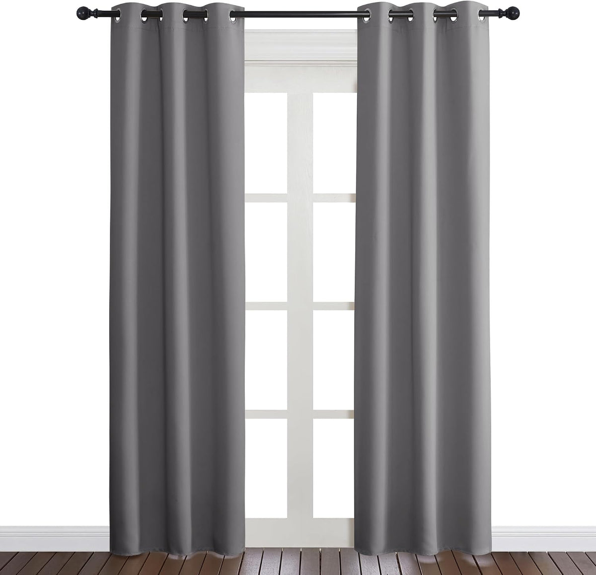 84"L x 34"W polyester curtains in Grey