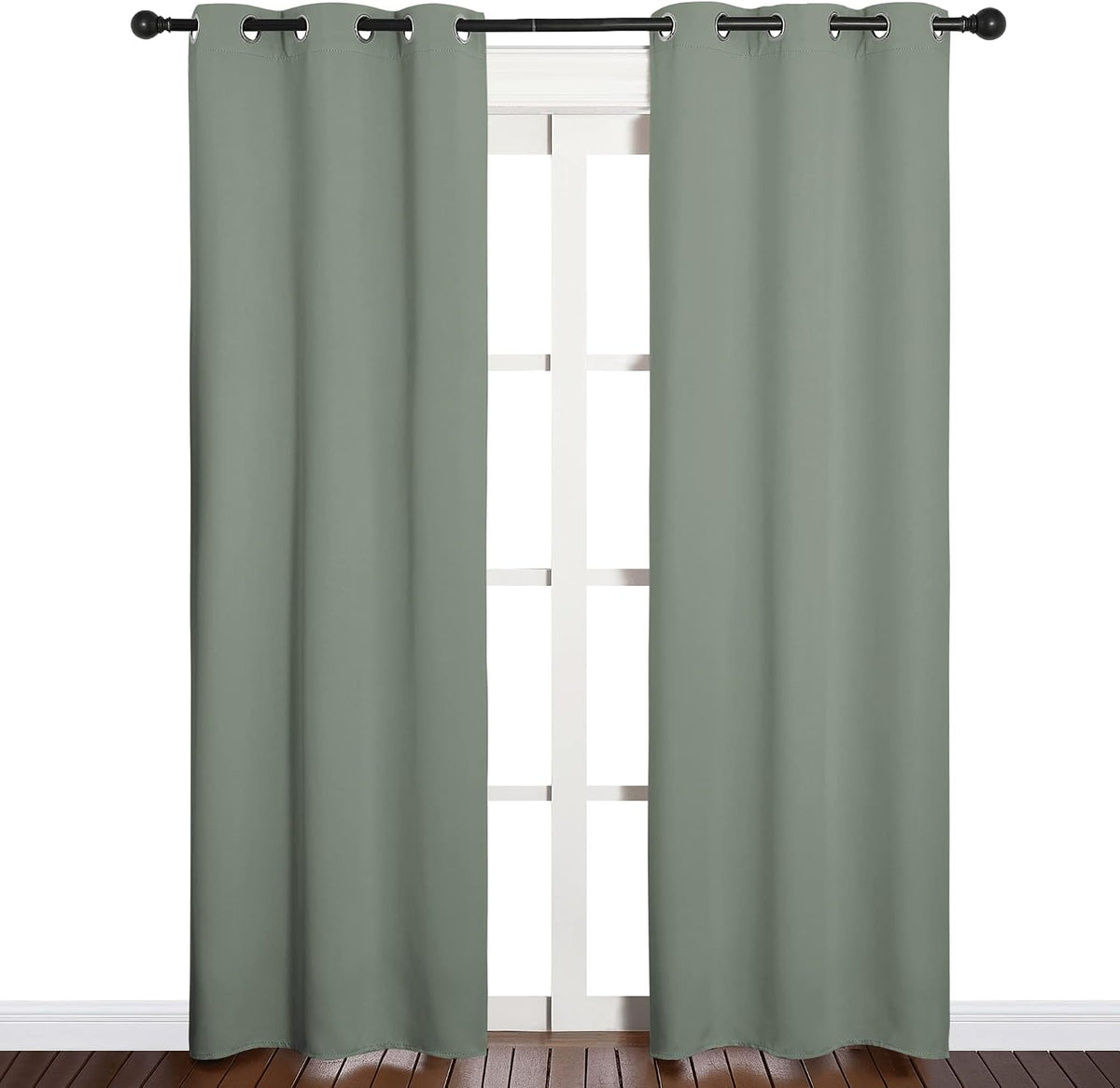 84"L x 34"W polyester curtains in Greyish Green, alternate view 2