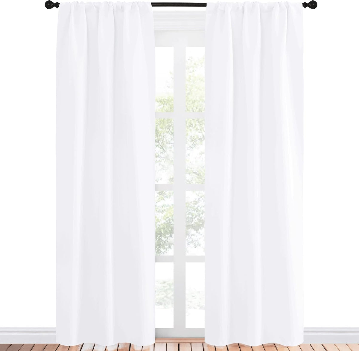 84"L x 34"W polyester curtains in Pure White, alternate view 2