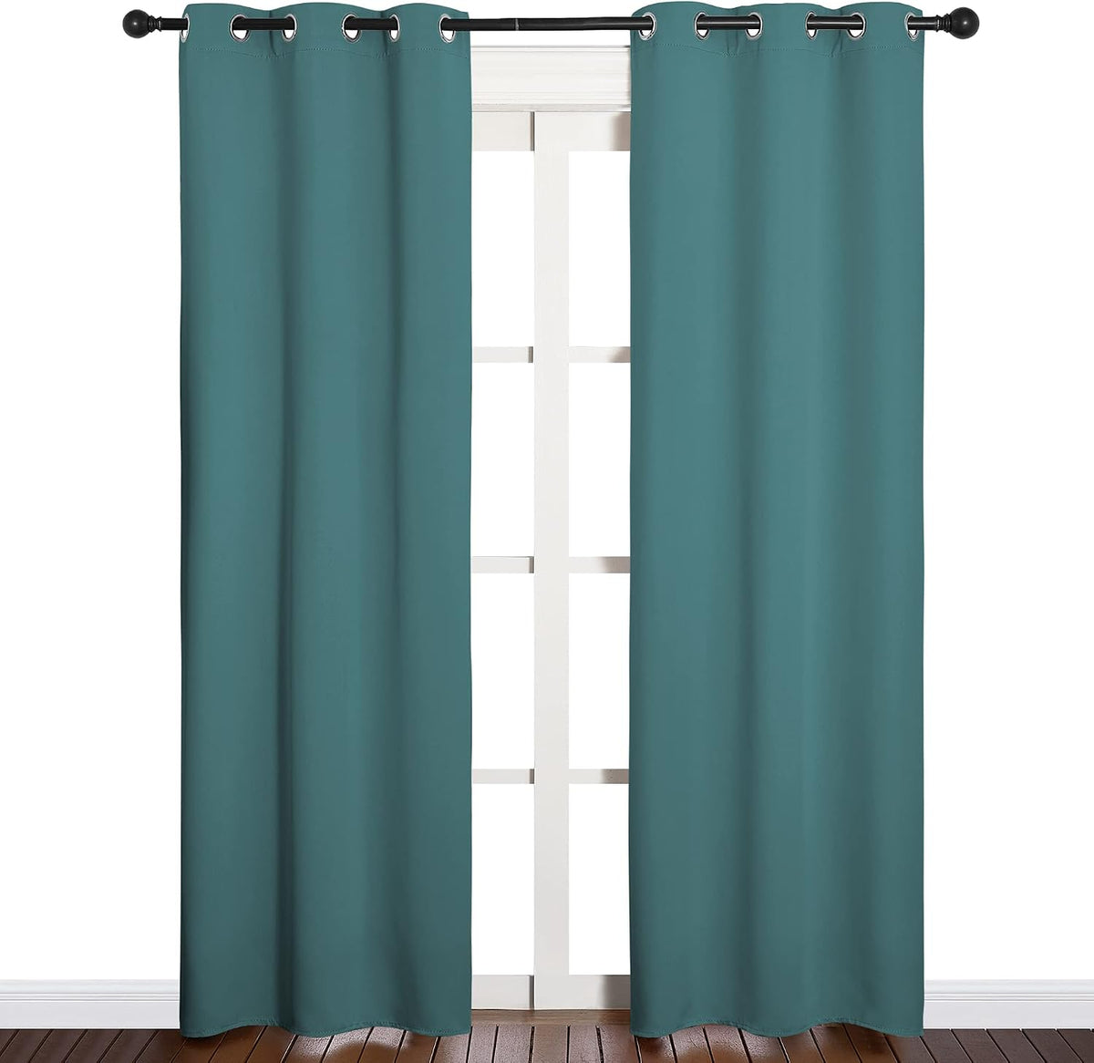 84"L x 34"W polyester curtains in Sea Teal, alternate view 2