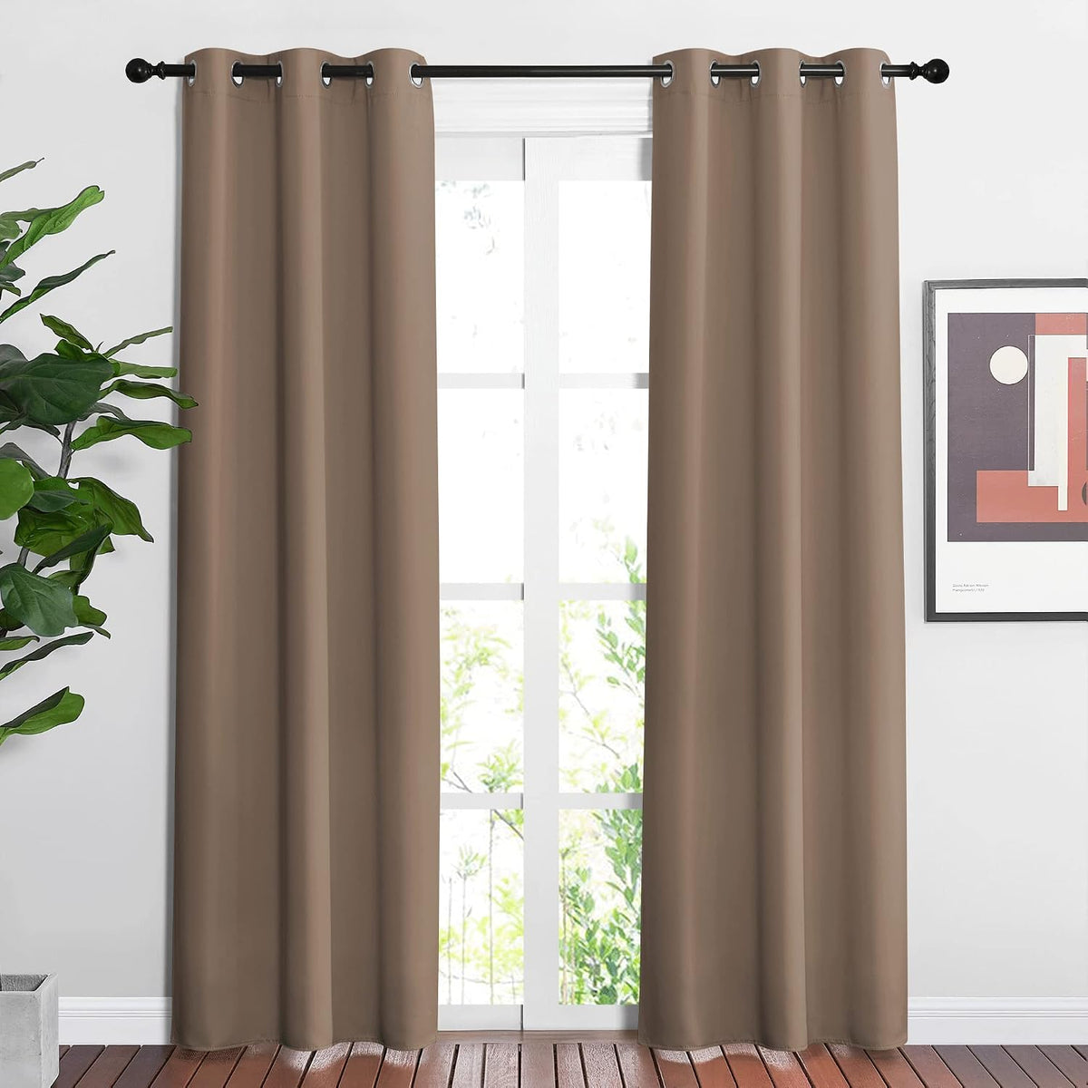 84"L x 37"W fabric curtains in Cappuccino