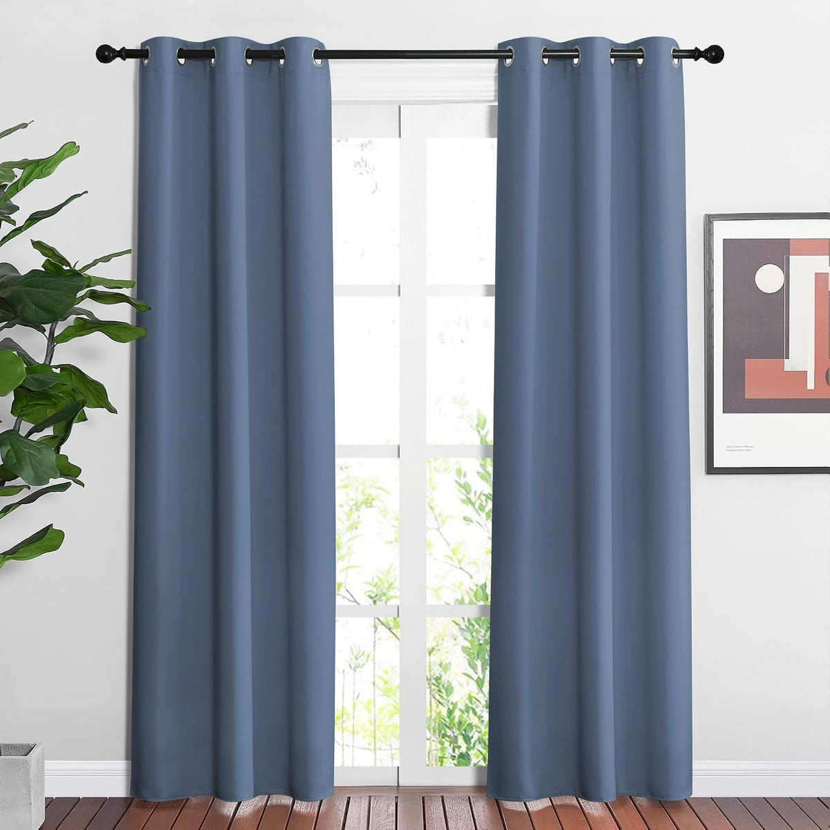 84"L x 37"W fabric curtains in Stone Blue