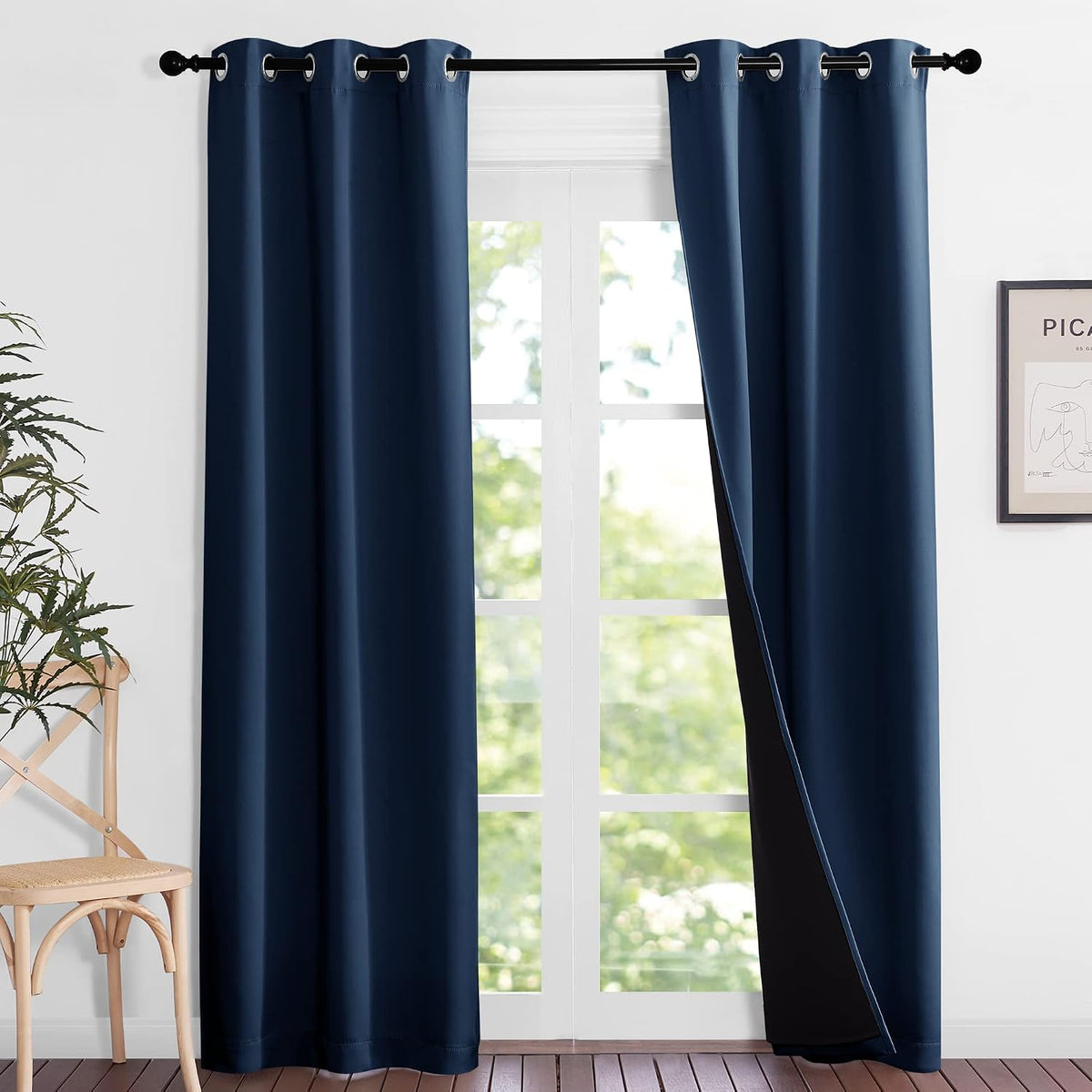 84"L x 37"W polyester curtains in Navy, alternate view 2