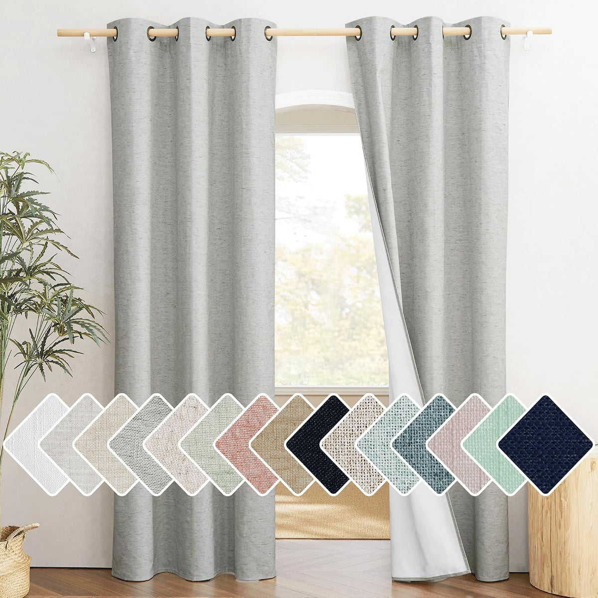 84"L x 42"W linen curtains in Grey