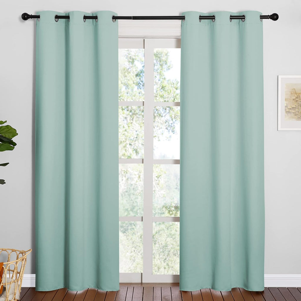 84"L x 42"W polyester curtains in Aqua