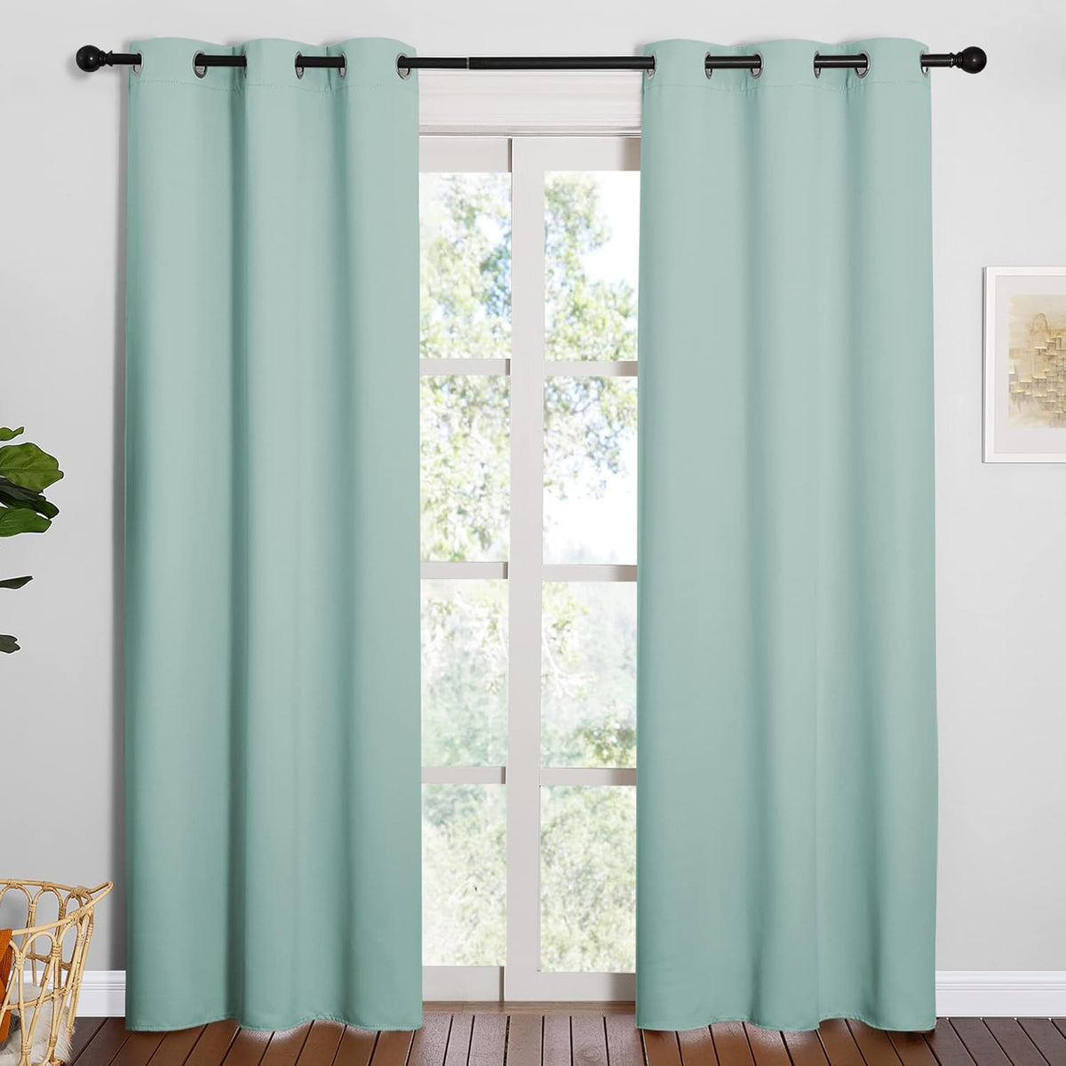 84"L x 42"W polyester curtains in Aqua