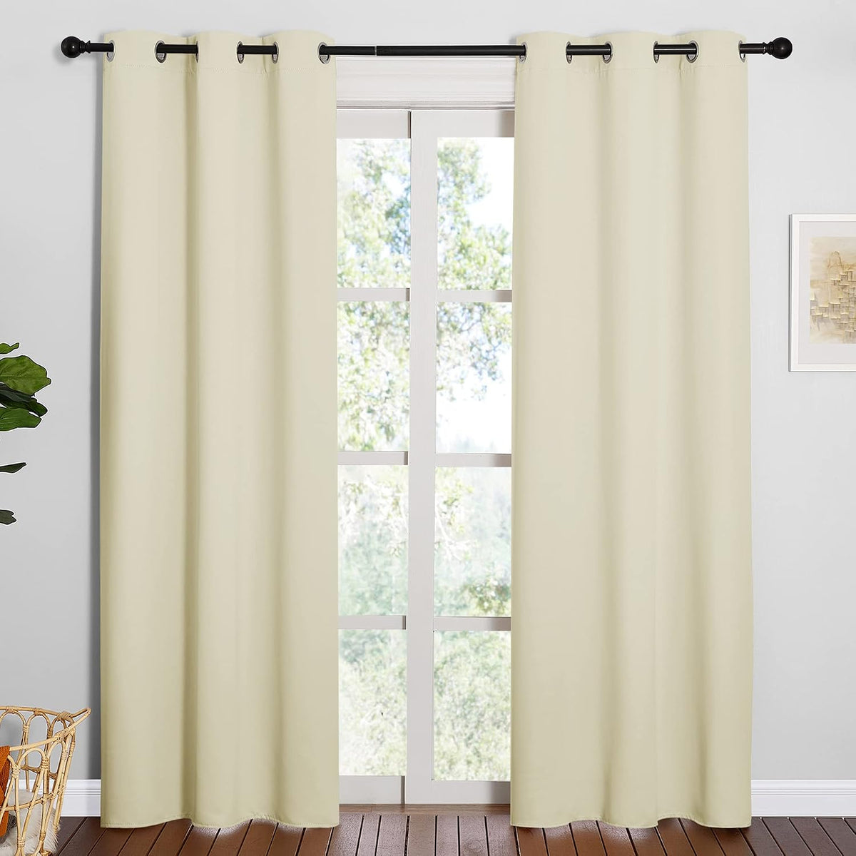 84"L x 42"W polyester curtains in Beige