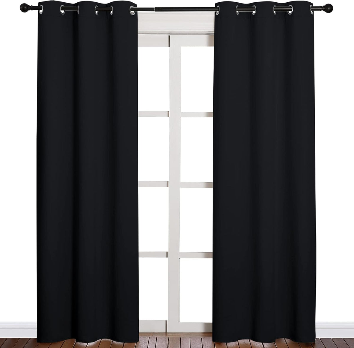 84"L x 42"W polyester curtains in Black
