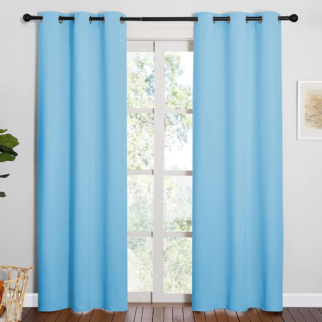 84"L x 42"W polyester curtains in Blue