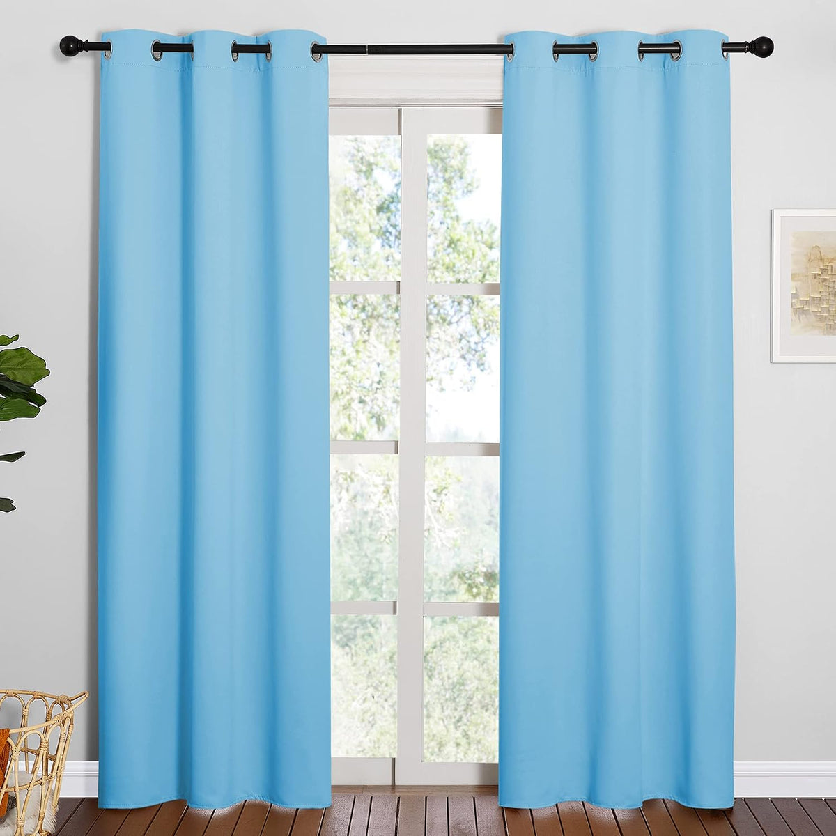 84"L x 42"W polyester curtains in Blue