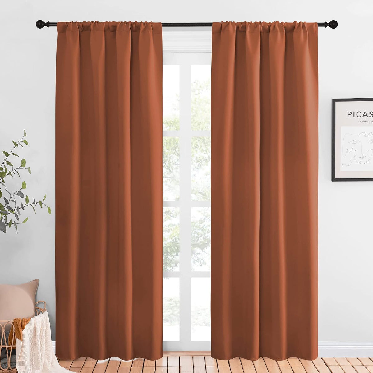 84"L x 42"W polyester curtains in Burnt Orange