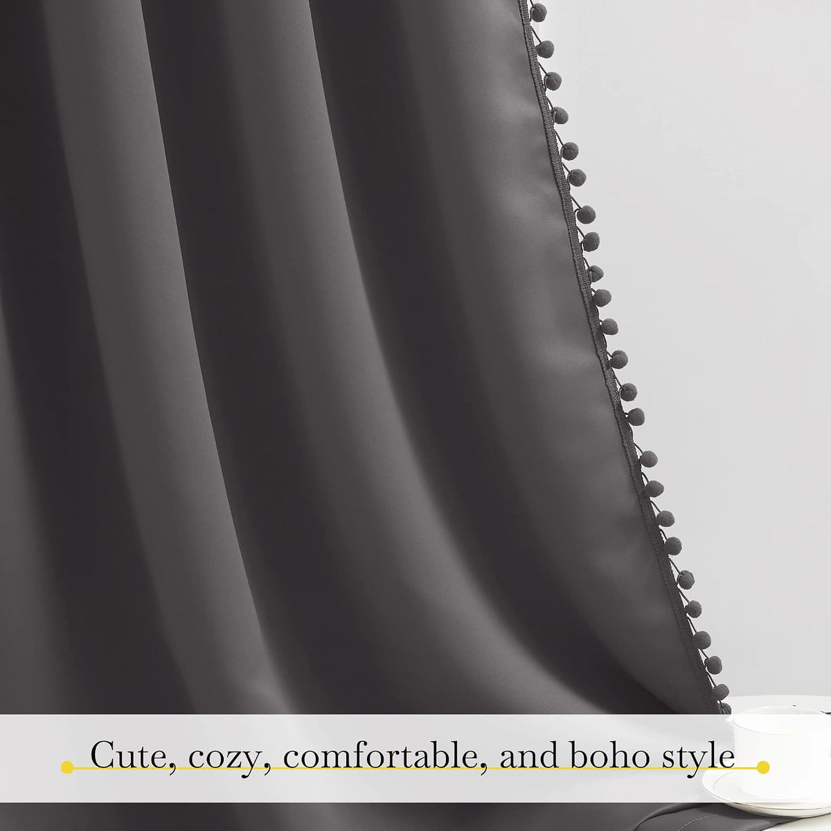 84"L x 42"W polyester curtains in Dark Grey, alternate view 6